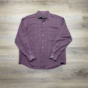 Ermenegildo Zegna Shirt Mens Large Purple Designer Made In Italy Long Sleeve